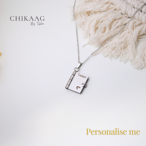 Our Story - Secret message Book custom Necklace - Silver