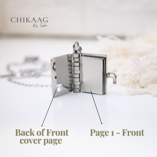 Our Story - Secret message Book custom Necklace - Silver