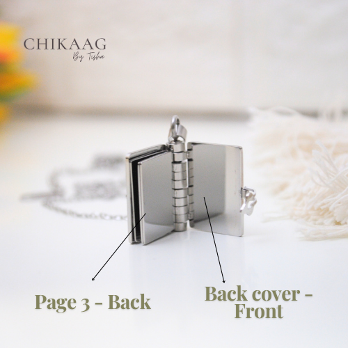 Our Story - Secret message Book custom Necklace - Silver