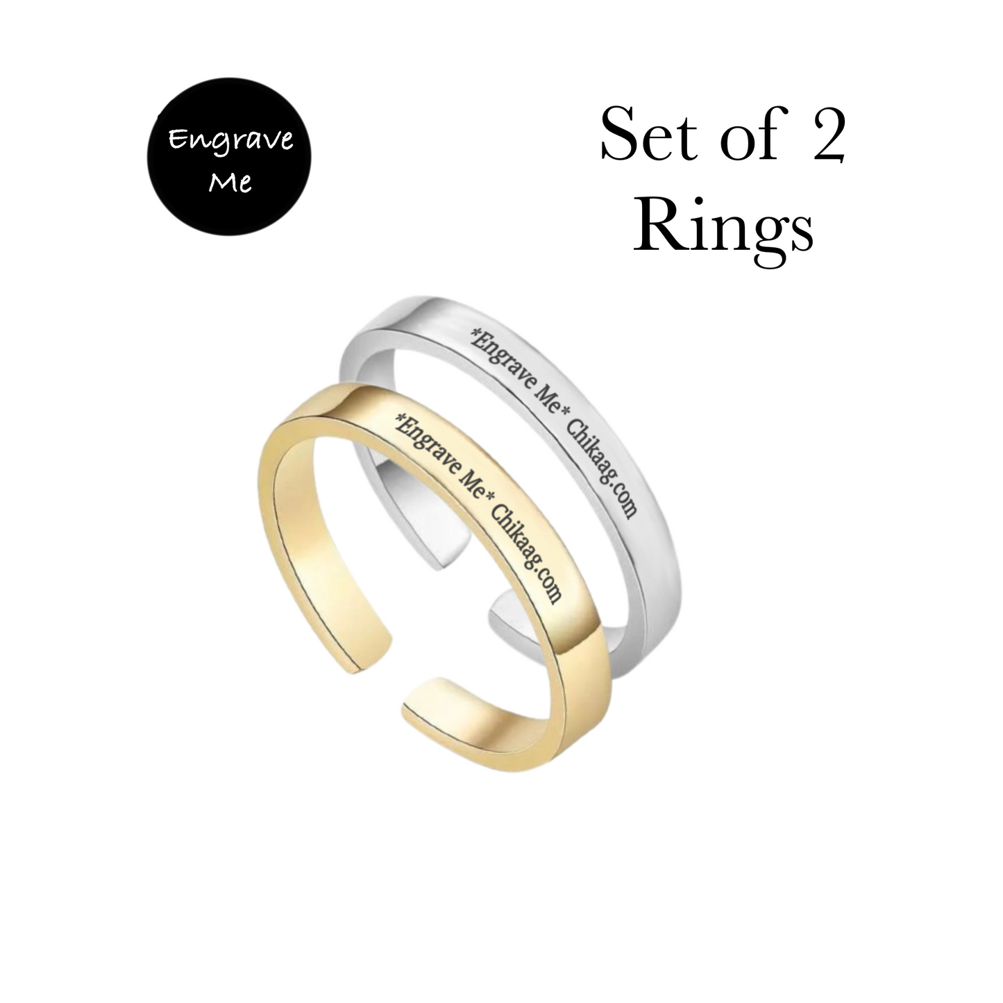 Matching Couple Custom Ring Set - Silver and Gold