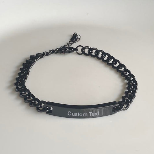 Men’s Custom Cuban Link Bar Bracelet - Black - CHIKAAG