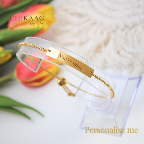 Custom slider Bar Bracelet  - Gold