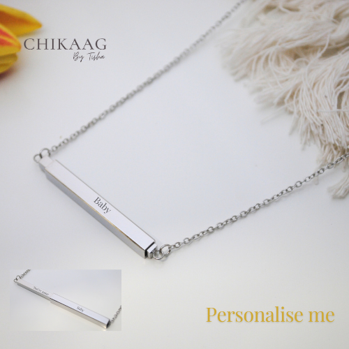 Secret message Custom Slider Bar Necklace - Silver