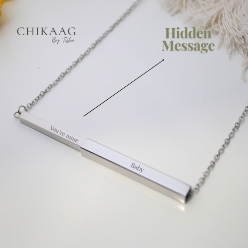 Secret message Custom Slider Bar Necklace - Silver