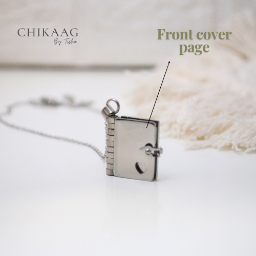 Our Story - Secret message Book custom Necklace - Silver