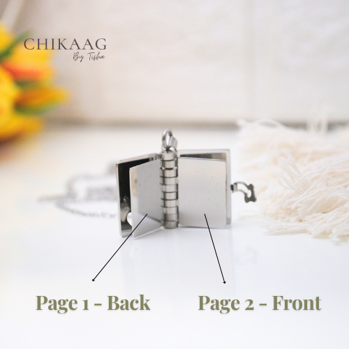 Our Story - Secret message Book custom Necklace - Silver