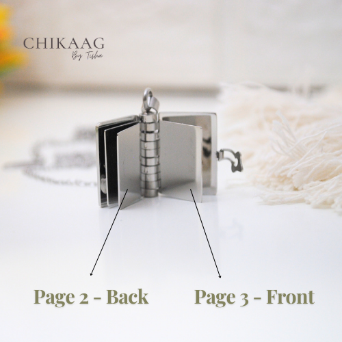 Our Story - Secret message Book custom Necklace - Silver