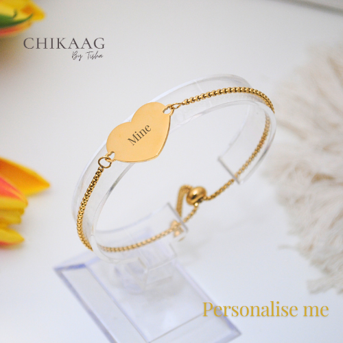 Heart Custom slider Bracelet  - Gold
