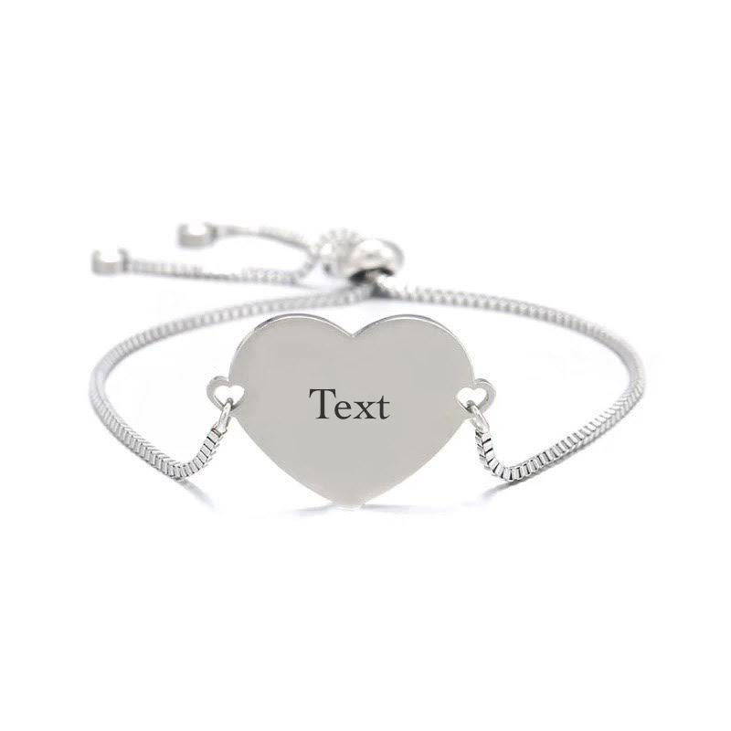 Heart Custom slider Bracelet - Silver - CHIKAAG