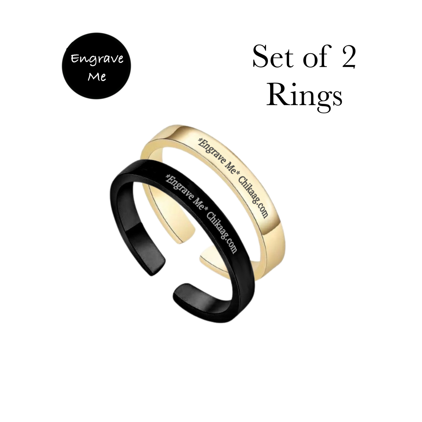 Matching Couple Custom Ring Set - Gold and Black