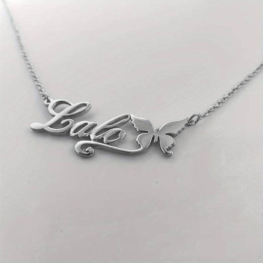 Custom Name Necklace with Butterfly - Silver - CHIKAAG