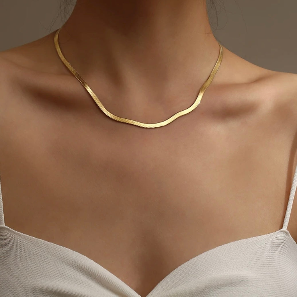 Snake Chain Necklace - Gold - CHIKAAG
