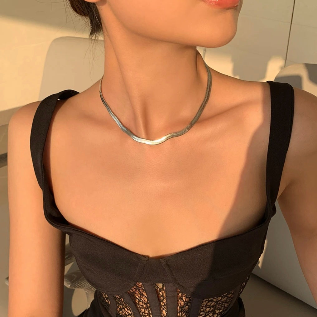 Snake Chain Necklace - Silver - CHIKAAG