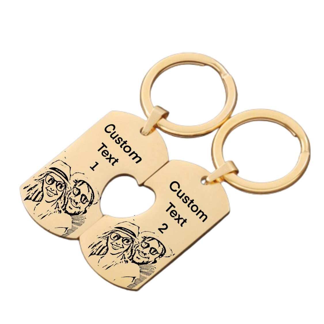 Set of 2 Personalised keyring chain - Gold - CHIKAAG