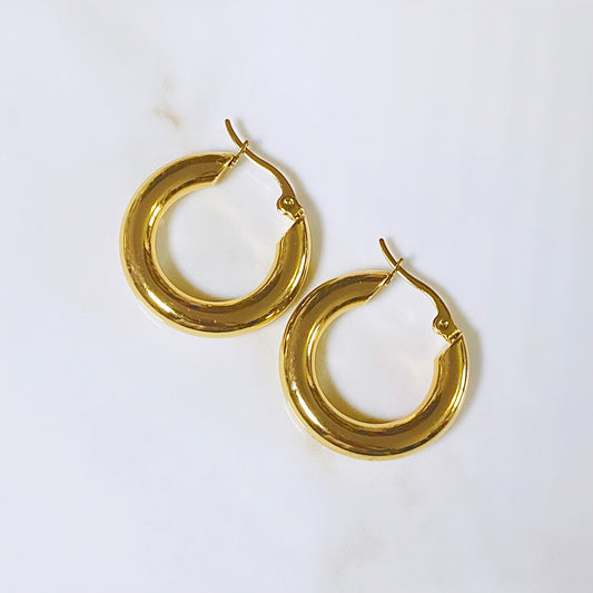 Gold Chunky Hoop earrings- Gold - CHIKAAG