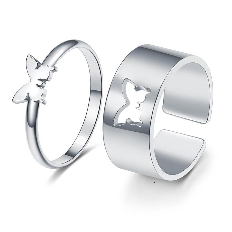 Butterfly Love Ring Set - Silver - CHIKAAG
