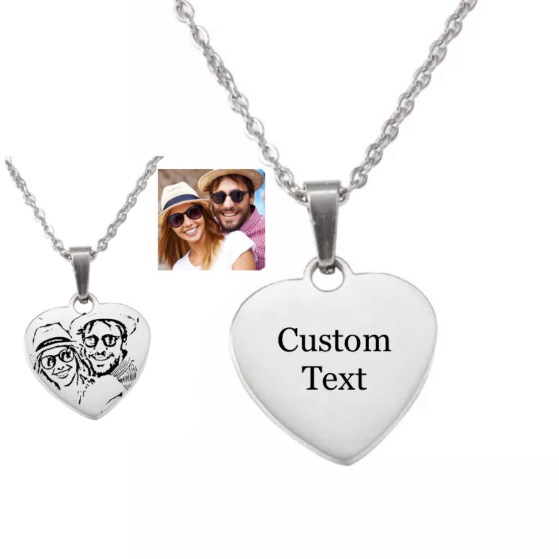 Custom Heart Pendant Necklace - Silver - CHIKAAG