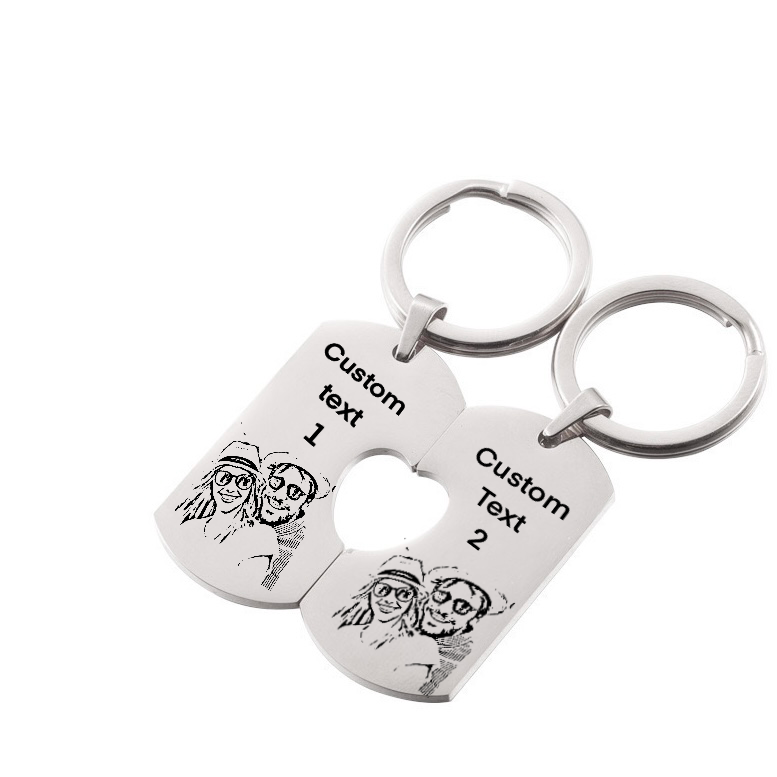 Set of 2 Personalised keyring chain - Silver - CHIKAAG